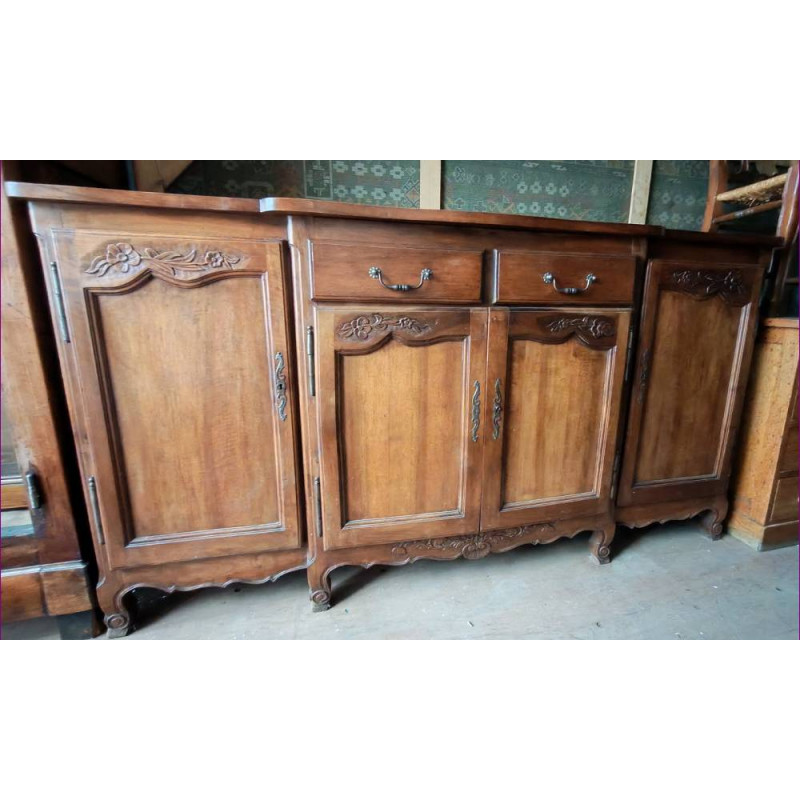 BUFFET 4 PORTES + 2 TIROIRS EN CHÊNE SCULPTÉ