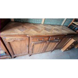 BUFFET 4 PORTES + 2 TIROIRS EN CHÊNE SCULPTÉ