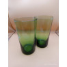 LOT DE 2 VERRES HAUTS EN VERRE VERT FUMé