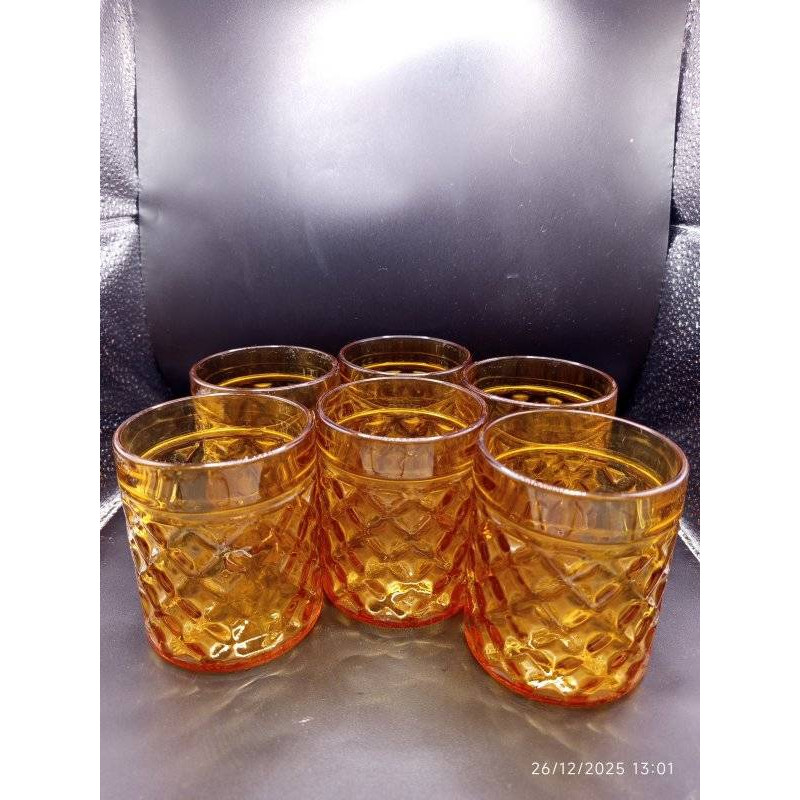6 VERRES à WHISKY / APéRITIF EN VERRE AMBRé