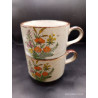 DUO DE TASSES EN GRèS DéCOR FLORAL