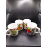 4 MUGS EN FAïENCE, DéCOR FRUITS
