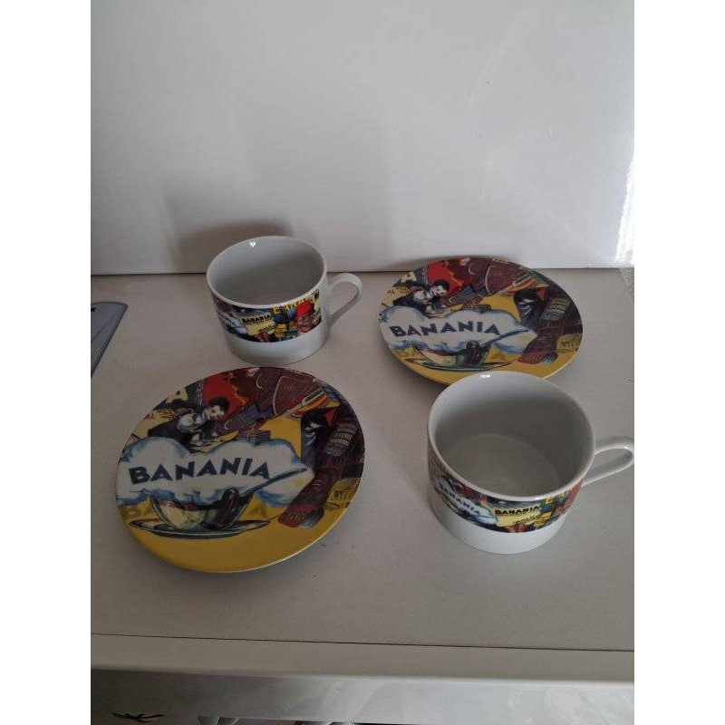 2 TASSES ET 2 SOUCOUPES BANANIA 