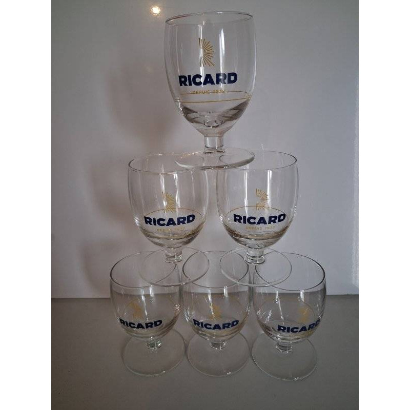 6 VERRES RICARD DEMI SOLEIL 